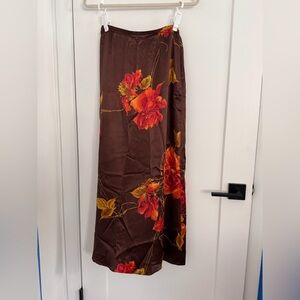 Chic Floral Maxi Skirt in Rich Brown
